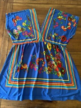 Vixen swim butterfly print bathingsuit coverup XL VGUC